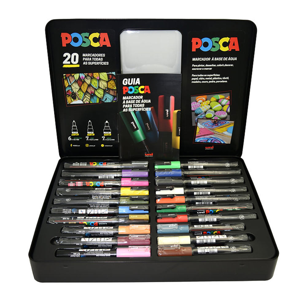 Mala Metálica Marcadores Sortidos Uniball Posca 20un