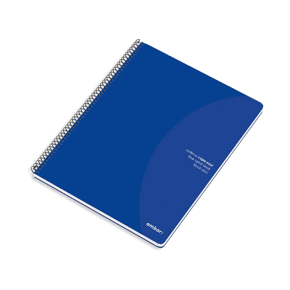 Caderno Espiral A5 Pautado 70g Ambar Azul 80Fls